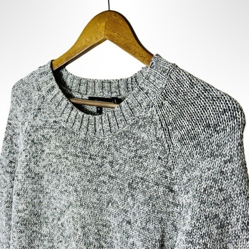 Theory Meridian Gray Marled Knit Sweater Women's Size M 3/4 Sleeve - Picture 4 of 9